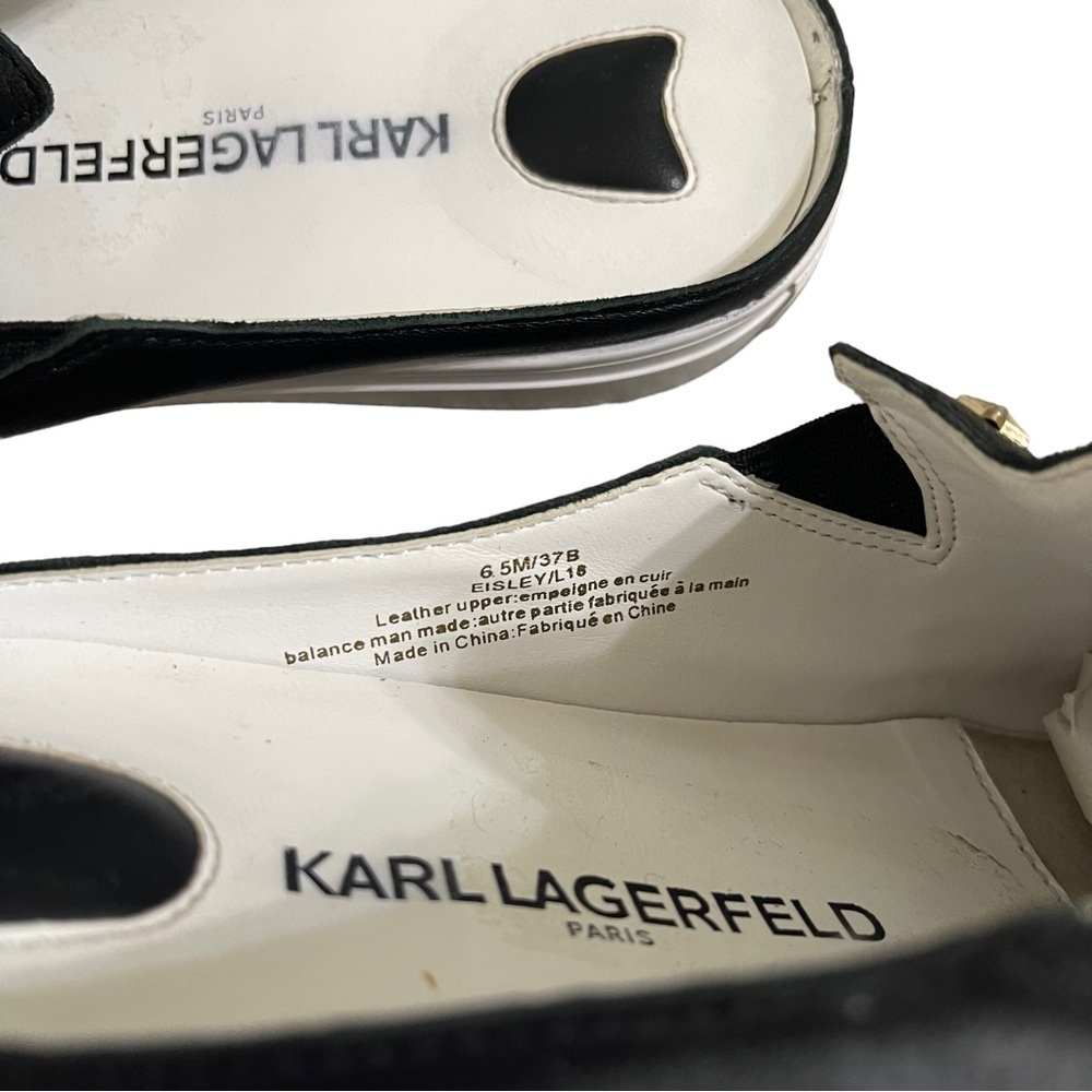 Karl Lagerfeld Paris "Eisley" Slip On Mule Sneakers in Black and Gold Size 6.5 - Picture 9 of 9